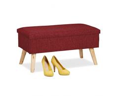 Relaxdays Baúl Almacenamiento, Banco Acolchado, Patas Madera, Asiento Almacenaje, Funda de Tela, 39 x 77 x 39cm, Púrpura, 1 Unidad
