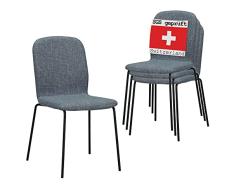 Albatros ENNA Juego de 4 sillas de Comedor, Color Gris, apilable, cómoda Silla tapizada, Silla de Cocina, Silla de Comedor o Mesa de Comedor, Silla de Conferencia