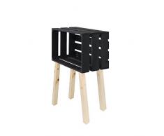 Decowood - Mesita de Noche o Auxiliar en Madera de Pino Gallego Horizontal, Pizarra - 50x25x80cm