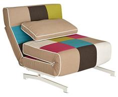 TUONI Super Sillón Cama, Metal Lacado, Tela, Multicolor, 88x90x92 cm