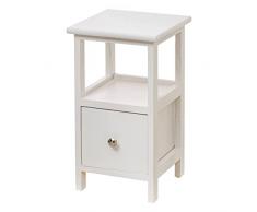 Baroni Home Mesita De Noche, Mueble De Salón, Dormitorio, Habitación Infantil, Baño, Mueble Multiusos, Color Blanco 1 Cajón Y 1 Estante Medidas 25x25x44 cm