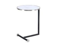 One Couture Mesa Auxiliar, Metal, Plateado, Blanco, 46 x 46 x 62