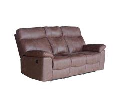 SHIITO - Sofá de 3 Plazas y Función Relax - 205 x 102 x 101 cm - Modelo Shara - 2 Asientos con Reclinación Eléctrica de Respaldo y Reposapiés - Marrón