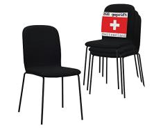 Albatros ENNA Juego de 4 sillas de Comedor, Color Negro, apilable, cómoda Silla tapizada, Silla de Cocina, Silla de Comedor o Mesa de Comedor, Silla de Conferencia