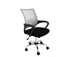 La Silla Española Ribadeo Silla de Oficina sin Reposacabezas, Poliéster y Rejilla, Gris, 61x58x89 cm