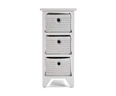 Versa Ohai Mueble para el Baño Auxiliar, Cajonera con 3 cajones para almacenaje, Medidas (Al x L x An) 56 x 30 x 25 cm, Madera, Color Blanco