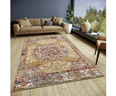 Hanse Home Maderno Alfombra Oriental – Alfombra clásica de Tejido denso con Adornos, Aspecto Vintage, Suave Pelo Corto para Dormitorio, Comedor, Sala de Estar, Pasillo, Color Dorado, 140 x 200 cm