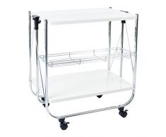 Iris Ohyama, Servicio de cocina, almacenamiento, 2 estantes, 1 cesta de almacenamiento, con ruedas, cocina, sala de estar - Kitchen Wagon CW-005 - Blanco