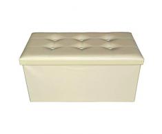 Rebecca Mobili Pouf contenedor in Polipiel, Beige, pouff Plegable, Puff baúl, para almacenar, con Tapa Acolchada,para in Polipiel - Medidas: 38 x 76 x 38 cm (AxANxF) - Art. RE4622