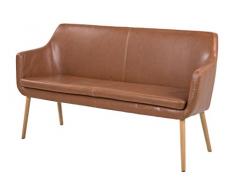 AC Design Furniture Sofá Banco Trine, Aspecto de Cuero Tratado Con aceite Coñac Vintage, Pata de Madera Roble, Marrón, 159 x 56 x 86 cm