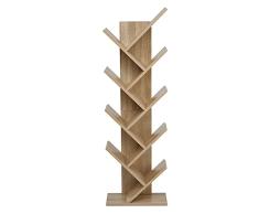 Meerveil Estantería de Madera con Forma de árbol con 9 Compartimentos para Guardar CDs revistas en la Oficina, librería, casa, Roble