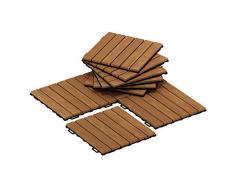 Furinno Tioman Piso Exterior Cubierta De Madera Azulejo Interlock 10Pc / CTN, Color Roble Miel
