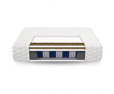 FDM Home MAX Colchón Doble 120x200 cm muelles ensacados Altura 26 cm dureza H3 H5 7 Zonas de Descanso Öko-Tex Apto para alérgicos Funda de Fibra de Coco Lavable
