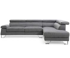 Menzzo Quentin Sofá esquinero, Metal, Gris Oscuro, L260 x P180 x H72 cm