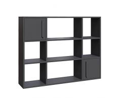 Librería, 100% Tablero de aglomerado rechapado en melamina, Color Antracita
