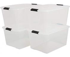 Iris Top Box TB-45 Lote de 4 Cajas apilables de Almacenamiento con Cierre de Clip, Plã¡Stico, 45 L, 57,5 x 39 x 30,5 cm, 4 Unidades