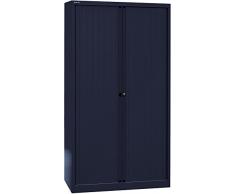 BISLEY Armario Euro Tambour de persianas, 4 estantes, 5 Oh, B 1000 mm, Metal, 5633 persiana (Negro, Cuerpo Negro, 43 x 100 x 198 cm