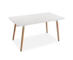 Versa Meera Mesa de Comedor para Cocina, Terraza, Jardín o Comedor, Medidas (Al x L x An) 73 x 80 x 140 cm, Madera, PVC y Metal, Color Blanco y marrón