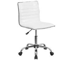 Flash Furniture Silla de escritorio giratoria, acanalada, respaldo bajo, sin reposabrazos, color Blanco
