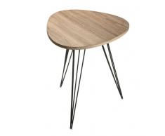 Versa Seatle Mesa Auxiliar para el Salón, la Habitación o la Cocina. Moderna Mesilla Baja, Medidas (Al x L x An) 60 x 50 x 50 cm, Madera y Metal, Color Marrón y Negro