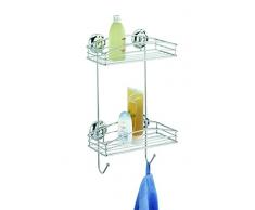 Wenko Super-Loc Estantería Mural 2 Repisas Baño, Metal, Plateado, 27x14x45 cm