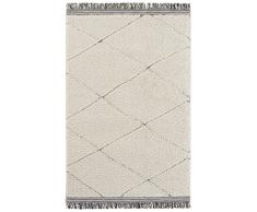 Mint Rugs Danaki - Alfombra de Pelo Largo (160 x 230 cm, Estructura de Alta Profundidad, Pelo Grueso y Suave, Resistente y fácil de Limpiar, para Dormitorio, Trabajo o salón), Color Crema y Gris