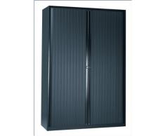 BISLEY Armario Euro Tambour de persianas, 4 estantes, 5 Oh, B 800 mm, Metal, 5633 persiana, Cuerpo Negro, 43 x 80 x 198 cm