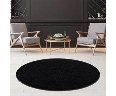 Jimri Fashion4Home Alfombra de Pelo Corto Liso para Sala de Estar, habitación de los niños, Dormitorio, Estudio, Oficina, Pasillo y Cocina, Color: Negro/Antracita, tamaño: 120 cm, Redonda