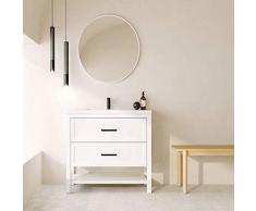 Randalsa Olive Freestying Baño Vanidad Gabinete con Cerámica Fregadero, 80 cm Anchura x 88.5 cm Altura x 45 cm Profundidad, Matte Blanco