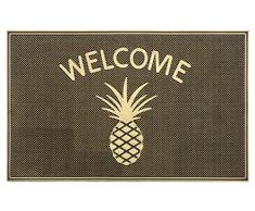 Hanse Home Mix Mats - Felpudo para Interior y Exterior, 45 x 75 cm, diseño de piña, Resistente a la Intemperie, Antideslizante, para Entrada y Exterior, Color Negro, Dorado