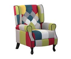 BRIGROS La voglia di fare Sillón Relax, Madera de ingeniería, Patchwork, L
