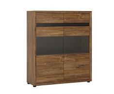 Muebles To Go Messina Media Altura 2 Puerta esmaltado Vitrina con 2 cajones, Madera, Color Roble Oscuro/marrón