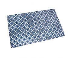 DRW Alfombra Rectangular de Vinilo Espuma y PVC con Dibujos en Azul y Blanco 120x195cm