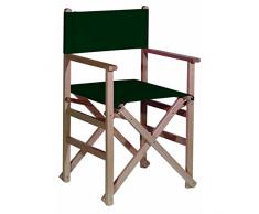 Aranaz Silla Director Plegable de Madera de Haya para Exterior jardín o terraza sin Barniz con Lona Verde Oscura