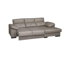 SHIITO |Sofá Chaise Longue de 3 Plazas | Convertible en Cama de Matrimonio | Máximo Relax y Confort | Modelo Vogue - Cemento | 100 x 100 x 280