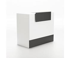 Mesa Mostrador Recepción, Mostrador para Tienda, Oficina, Peluquería, Negocio, etc. Mueble Escritorio para Recepción, Diferentes Tamaños, Color Blanco + Grafito - Ofituria (1200mm)