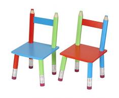 La chaise longue 32-e1-007 - Lote de 2 sillas infantiles, diseño en forma de lápices