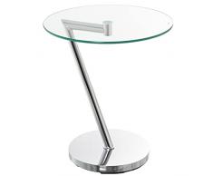Mesa Redonda Auxiliar de Metal y Cristal en Cromado y Transparente ø45x52 cm