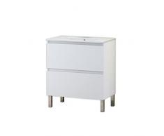 Baikal Conjunto Mueble de Baño con Lavabo, Mueble con Patas, en Varios Acabados, Melamina 16, Sin Espejo. Puerta + Cajón 80 cm Blanco, 280034892, 80 X 46 X 82 cm