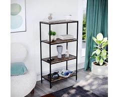 Vida Designs Brooklyn - Estantería de Madera para Almacenamiento de estantería, Mueble Industrial rústico (Madera Oscura, 4 Niveles)