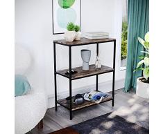 Vida Designs Brooklyn - Estantería de Madera para Almacenamiento de estantería, Mueble Industrial rústico (Madera Oscura, 3 Niveles)