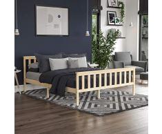 Vida Designs, Cama Milan King Size, Marco de Cama, Madera de Pino Macizo, cabecero, Muebles de Dormitorio de pie Alto, Pino, 5 pies..