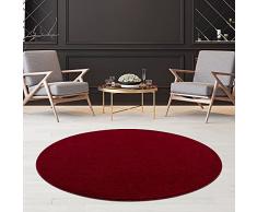 Jimri Fashion4Home Alfombra de salón – Alfombra de Color Liso, para habitación de los niños, Dormitorio, Estudio, Oficina, Pasillo y Cocina – Alfombra de Pelo Corto Rojo, tamaño: 120 cm Redondo