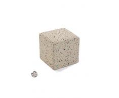 Versa 21351137 Taburete Cubo Vivid Terrazzo, Poliéster y Estructura de Madera, Blanco y Multicolor, 35 x 35 x 35 cm
