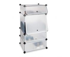 Relaxdays Zapatero Estrecho Modular con 4 Compartimentos, Plástico, Transparente, 91 x 49 x 36.5 cm