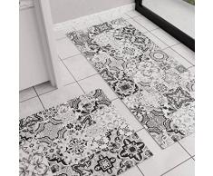 PETTI Artigiani Italiani - Alfombra de Cocina, Antideslizante y Lavable, Alfombra de Cocina, Alfombra de Cocina, 52 x 440 cm, diseño de Vietri Negro, 100% Made in Italy