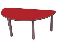 Mobeduc Mesa Infantil semiredonda 120 cm (Talla 3), Haya, Haya y Rojo Cereza