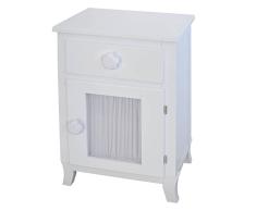 juvenilesoutet Mesita de Noche Infantil con Puerta y Cortina Blanca Flores (Pomo Flor Blanco)