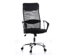 hjh OFFICE 621100 Silla de Oficina Home Office Aria High Tejido de Malla/Piel sintética Negro, Muy cómodo, Respaldo Alto, con Soporte Lumbar, con apoyabrazos