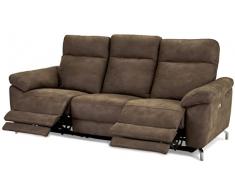 Ibbe Design Sofá Reclinable con Función Relax Eléctrico con Reposapiés Marrón 3 Plazas Selesta Tapizado en Tela Sillas Sillón de Salón Sala de Estar